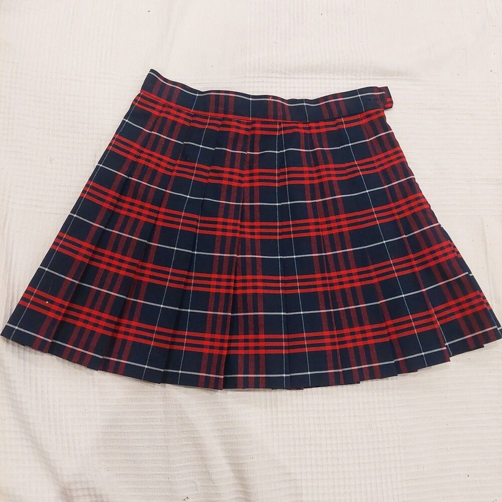 American Apparel Skirt M Red Navy Plaid Pleated Tartan Schoolgirl Tennis NWOT